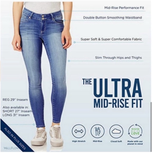 Wallflower Ultra Fit Skinny Mid Rise Insta Soft Jeans, Lucy, cotton, 0-1, 24-25 - Picture 8 of 12